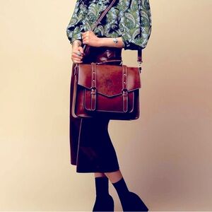 ECOSUSI Women's Tan Briefcase Messenger Laptop Bag